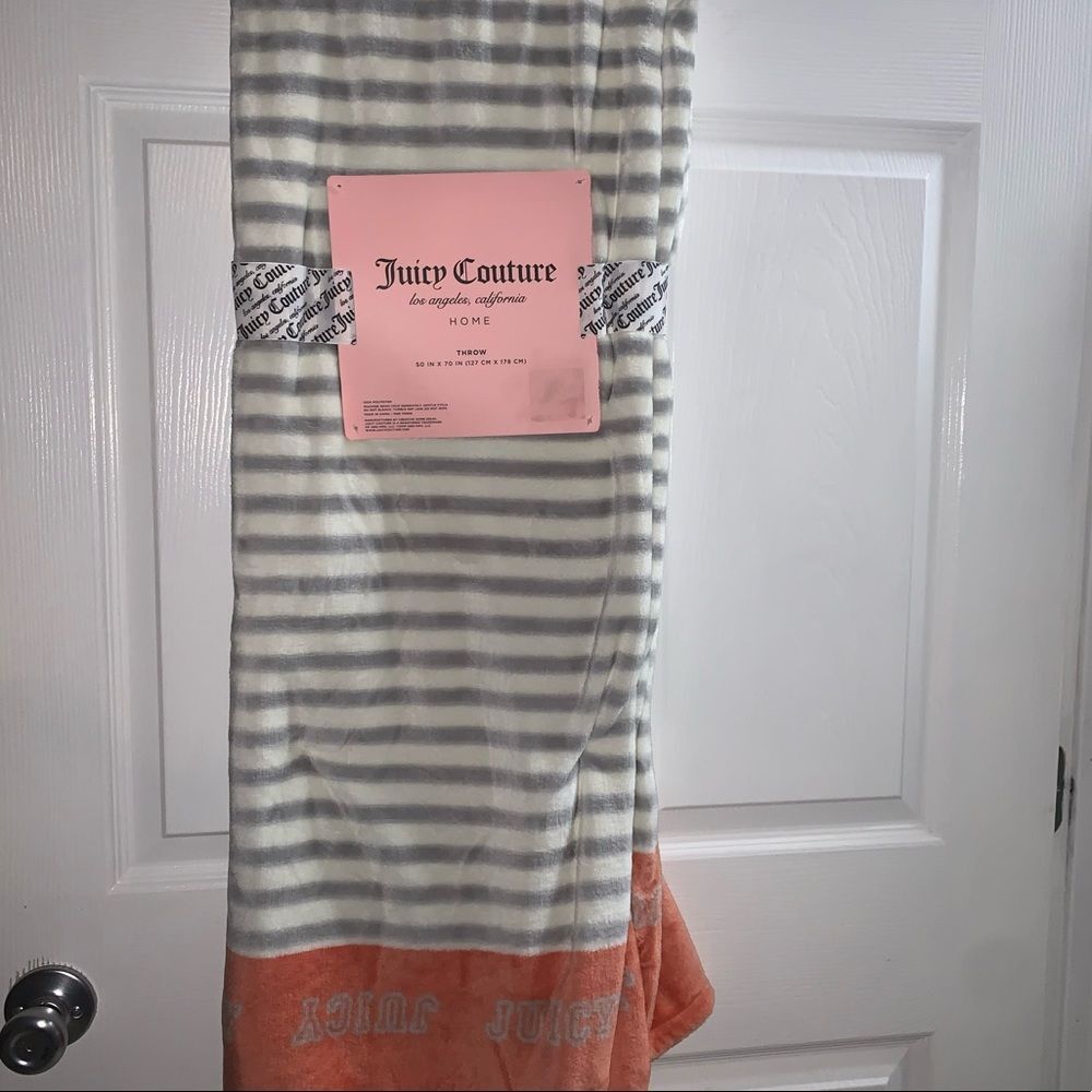 NWT Juicy Couture Striped Logo Throw Blanket